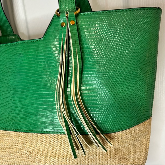 Rachel Zoe Faux Leather Woven Faux Straw Tote Bag - Picture 5 of 11